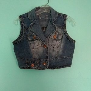 Cropped blue jean vest